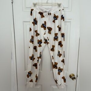 Aeropostale White Pajama Pants with Brown Teddy Bear Print